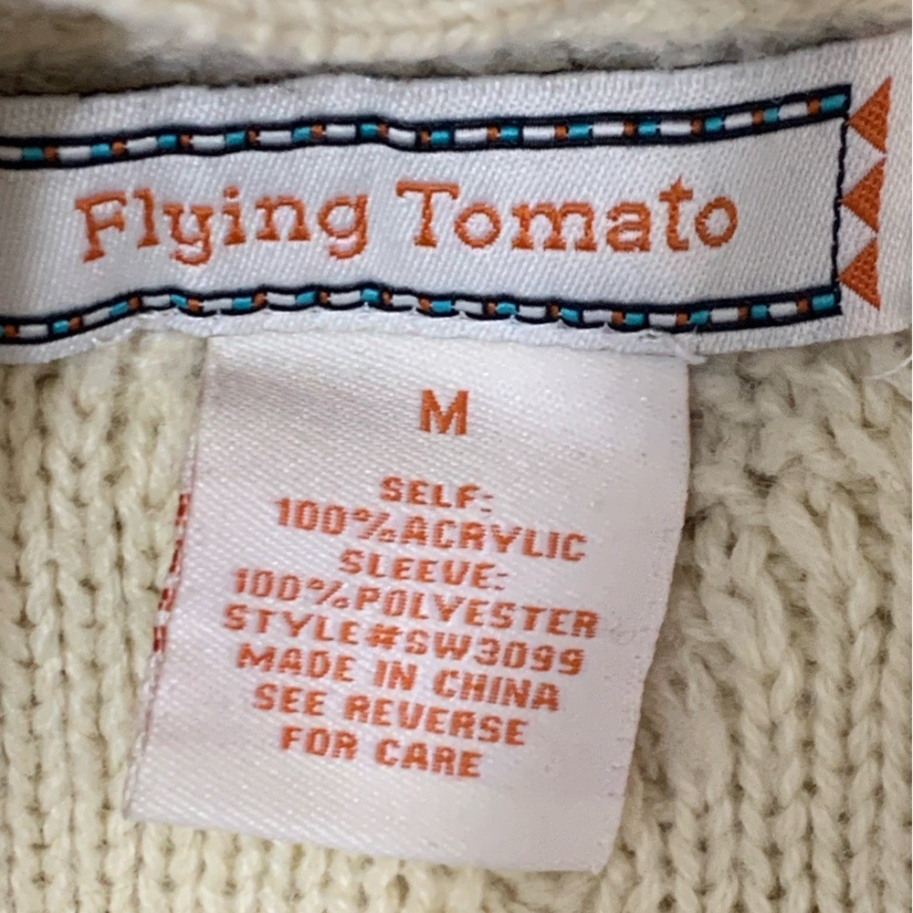 Flying‎ Tomato cable knit floral cardigan sweater sz M - Picture 7 of 11
